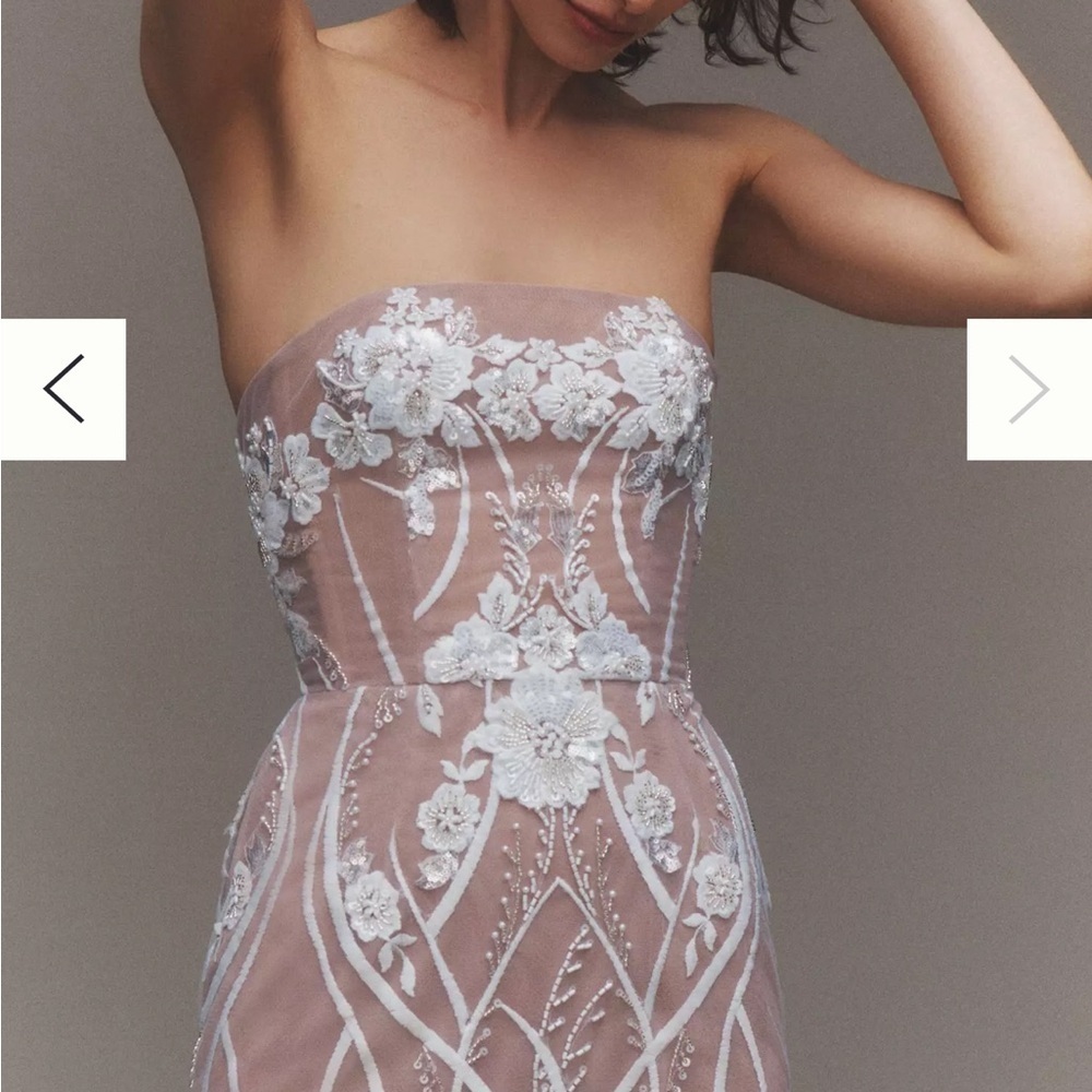 NWT Helsi Catherine Sequin Lace Strapless Bridal Dress XS - Picture 6 of 11